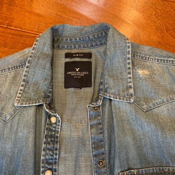 American Eagle Denim Long Sleeve Top - Picture 2 of 5